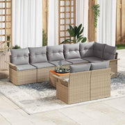 Tuinset 9-delig poly rattan beige lichtgrijs met opslag