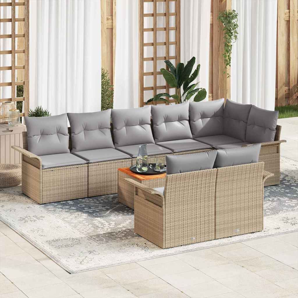 Tuin Sofa Set Met Kussen Met Opslag 9 Pcs En Licht Grijs beige en lichtgrijs