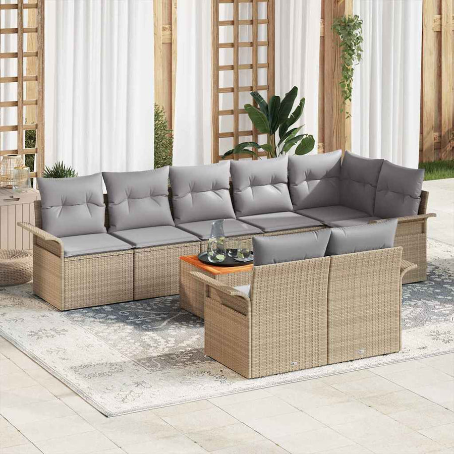 Tuin Sofa Set Met Kussen Met Opslag 9 Pcs En Licht Grijs beige en lichtgrijs