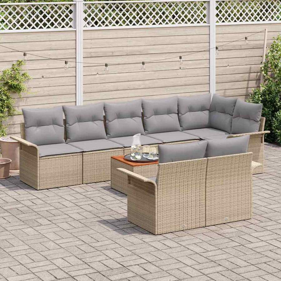 Tuin Sofa Set Met Kussen Met Opslag 9 Pcs En Licht Grijs beige en lichtgrijs