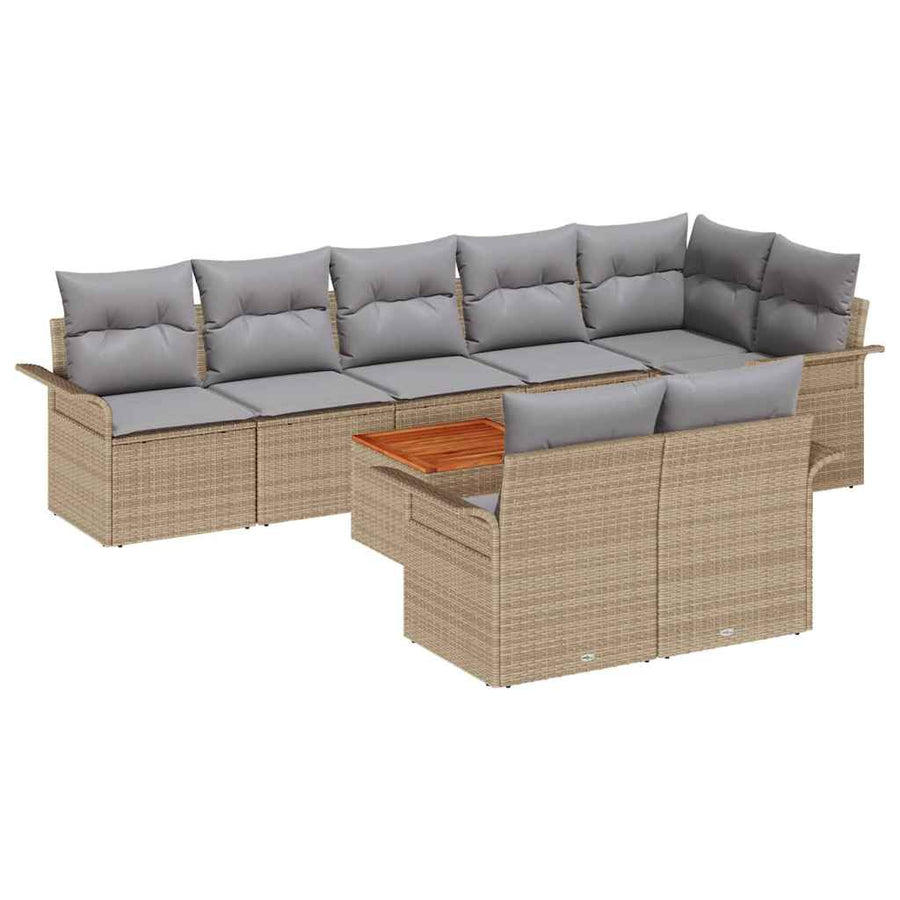 Tuin Sofa Set Met Kussen Met Opslag 9 Pcs En Licht Grijs beige en lichtgrijs