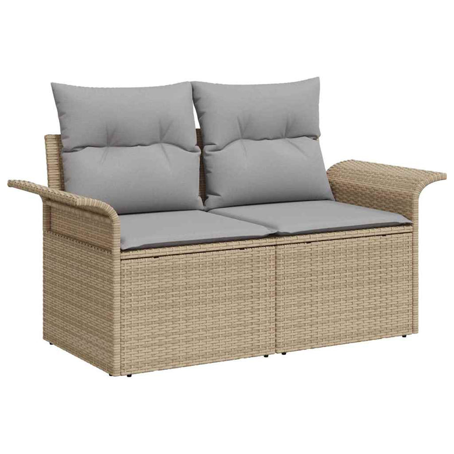 Tuin Sofa Set Met Kussen Met Opslag 9 Pcs En Licht Grijs beige en lichtgrijs