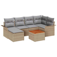 Tuinbankenset met opslag 7 pcs Beige en Licht Grijs poly rattan