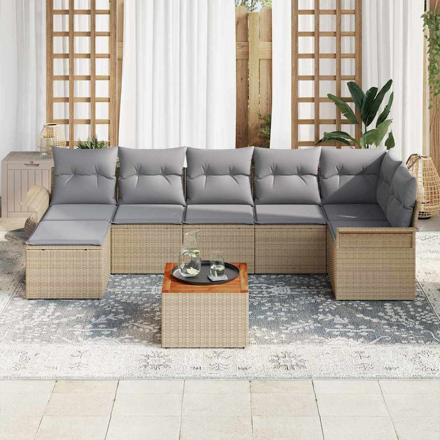 Tuin Sofa Set Met Kussen Met Opslag 8 Pcs En Licht Grijs beige en lichtgrijs