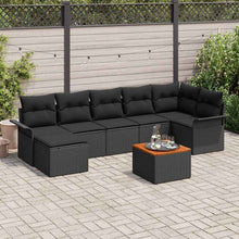 Tuinbankenset met opslag 8 pcs Zwart poly rattan