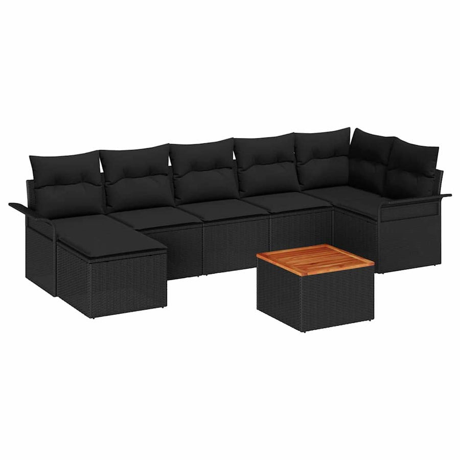 Tuinbankenset met opslag 8 pcs Zwart poly rattan