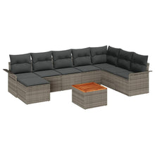 Tuinbankenset met opslag 9 pcs Grijs poly rattan