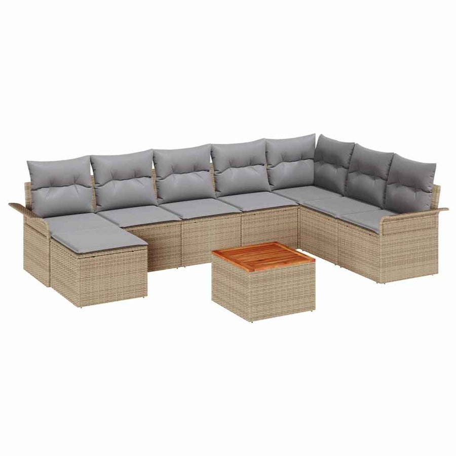 Tuin Sofa Set Met Kussen Met Opslag 9 Pcs En Licht Grijs beige en lichtgrijs
