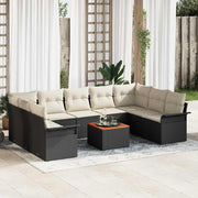 Modulaire tuin loungeset poly rattan zwart crème met opbergruimte