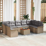 Tuinbankenset poly rattan beige licht grijs