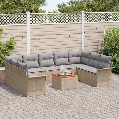 Tuinbankenset 10 pcs Beige en Licht Grijs poly rattan