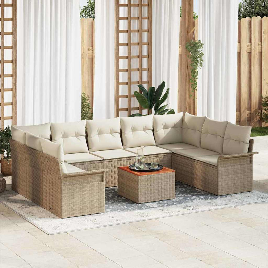 Tuinbankenset 10 st 9-Aantal zitplaatsen Beige en Crème