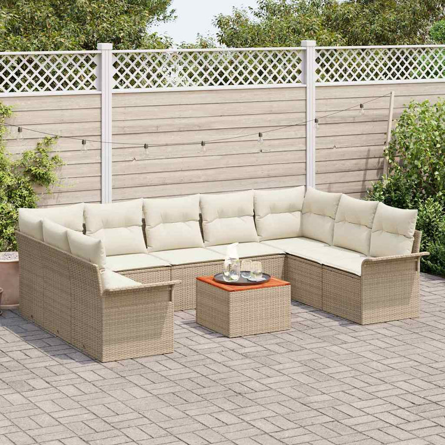 Tuinbankenset 10 st 9-Aantal zitplaatsen Beige en Crème