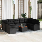 Garden Lounge Set with Storage 10 pcs Black poly rattan