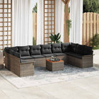 Garden lounge set with storage 11 pcs Grey poly rattan