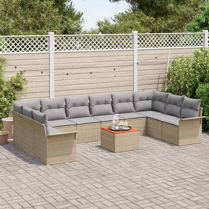 Tuinbankenset 11 pcs Beige en Licht Grijs poly rattan