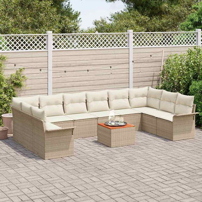 Tuin Sofa Set met kussen met opslag 11 pcs Beige en Crème