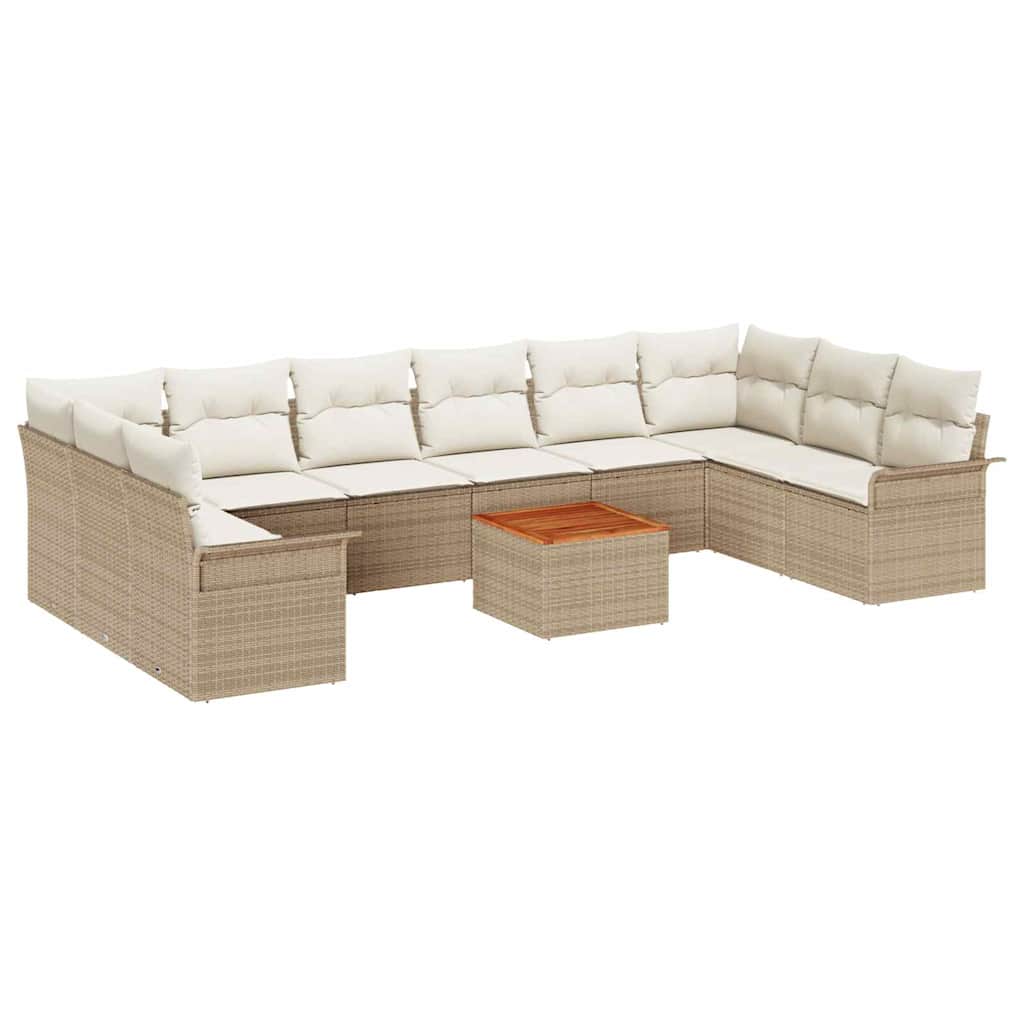 Tuin Sofa Set met kussen met opslag 11 pcs Beige en Crème