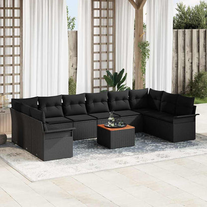 Tuinbankenset met opslag 11 pcs Zwart poly rattan