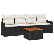 Tuinbankenset met opslag 5 pcs Zwart en Crème poly rattan