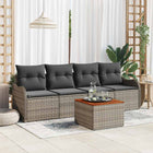 5-Piece Garden Bench Set with Storage Grey Poly Rattan
