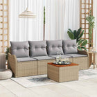 Garden Sofa Set with Storage 5 pcs Beige and Light Grey poly rattan