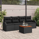 Garden Lounge Set with Storage 5 pcs Black poly rattan
