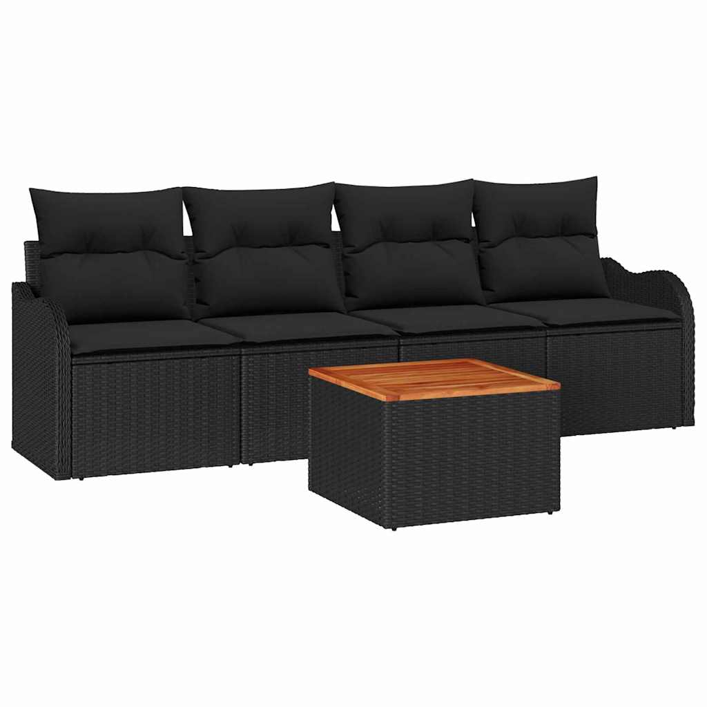 Tuinbankenset met opslag 5 pcs Zwart poly rattan