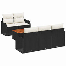 Tuinbankenset met opslag 6 pcs Zwart en Crème poly rattan