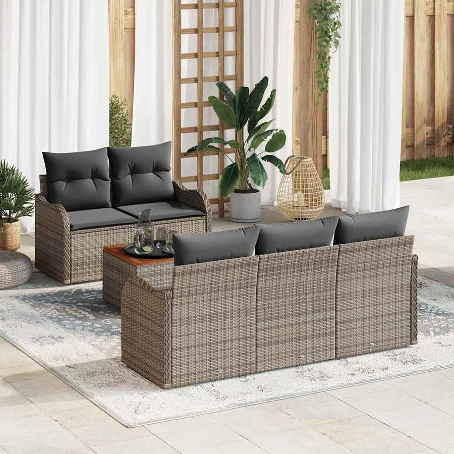 Tuinbankenset met opslag 6 pcs Grijs poly rattan