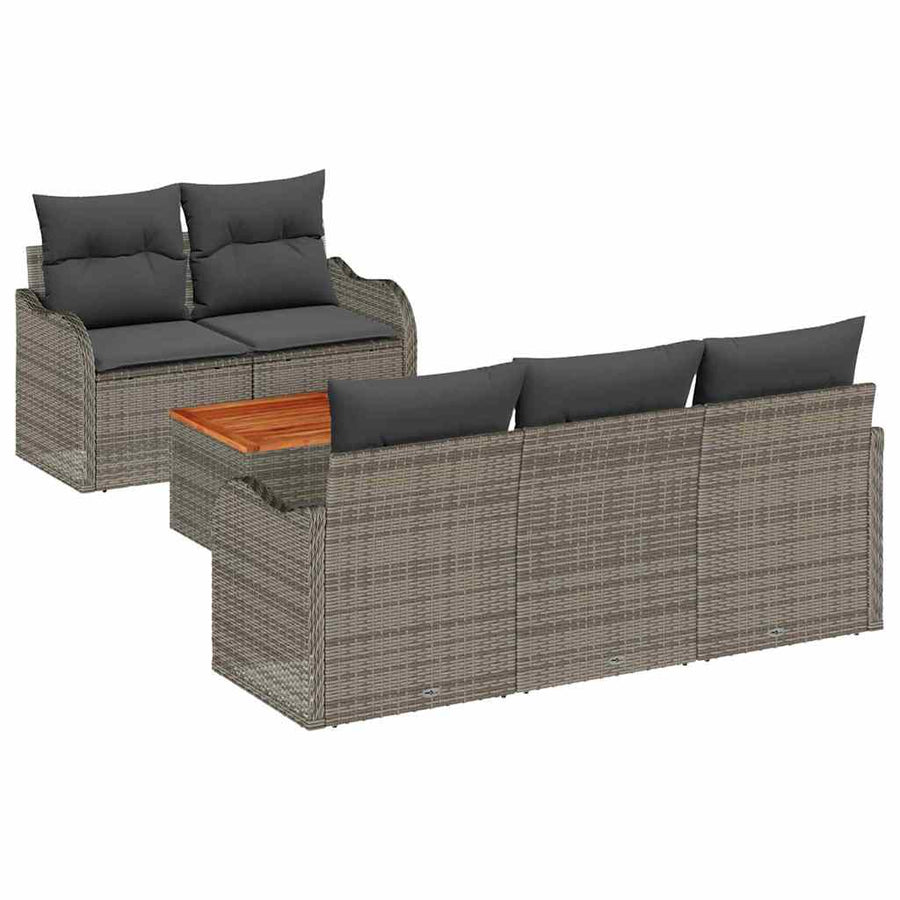 Tuinbankenset met opslag 6 pcs Grijs poly rattan
