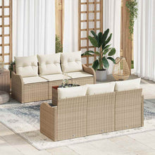 Tuinbankenset met opslag 7 pcs Beige en Crème poly rattan