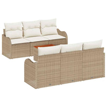 Tuinbankenset met opslag 7 pcs Beige en Crème poly rattan