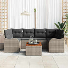 Garden Lounging Set with Storage 7 pcs Grey poly rattan