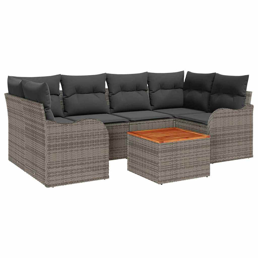 Tuinbankenset met opslag 7 pcs Grijs poly rattan