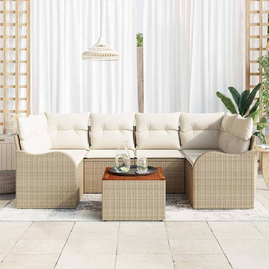 Tuin Sofa Set 7 pcs Beige en wit