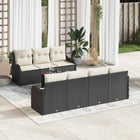 Garden Lounge Set with Storage 8 pcs Black and Cream poly rattan
