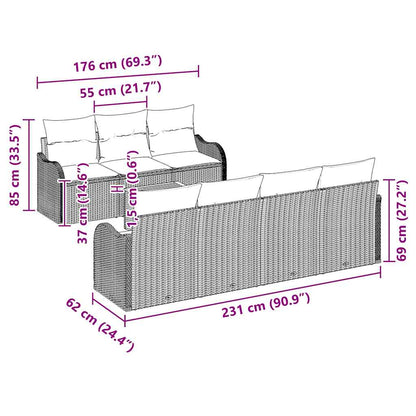 Tuinbankenset met opslag 8 pcs Zwart en Crème poly rattan