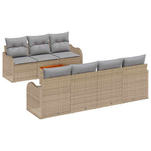 Tuinbankenset met opslag 8 pcs Beige en Licht Grijs poly rattan
