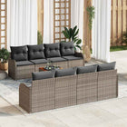 Garden Bench Set with Storage 9 pcs Grey poly rattan