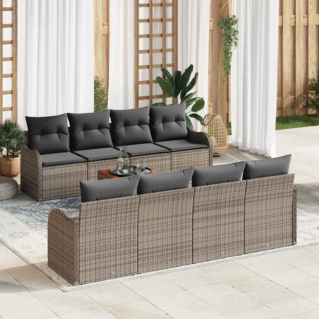 Tuinbankenset met opslag 9 pcs Grijs poly rattan