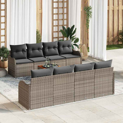 Tuinbankenset met opslag 9 pcs Grijs poly rattan