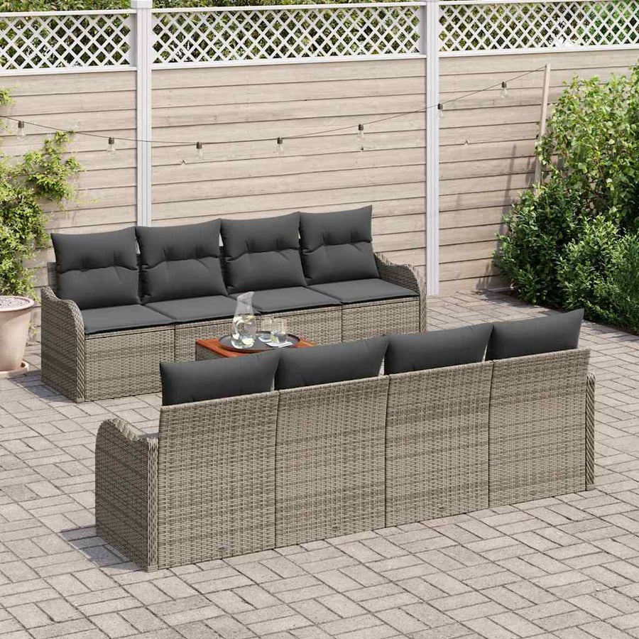 Tuinbankenset met opslag 9 pcs Grijs poly rattan