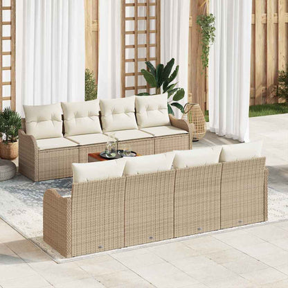 Tuinbankenset met opslag 9 pcs Beige en Crème poly rattan