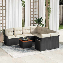 Tuinbankenset met opslag 9 pcs Zwart en Crème poly rattan