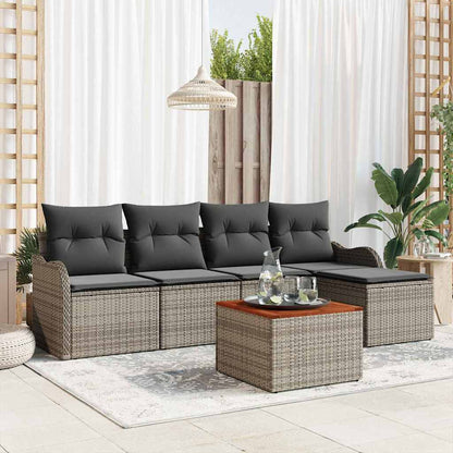 Tuinbankenset met opslag 6 pcs Grijs poly rattan