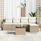 Tuinbankenset met opbergruimte 6 delig poly rattan acaciahout beige