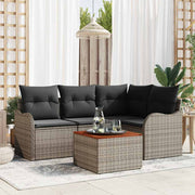 Tuinset poly rattan grijs met opslag