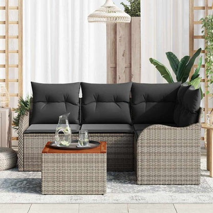 Tuinbankenset met opslag 5 pcs Grijs poly rattan