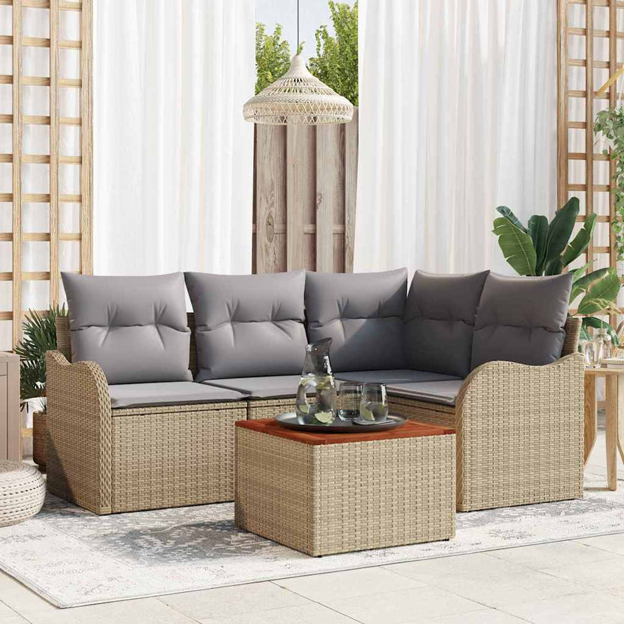Tuin Sofa Set 5 Pcs beige en lichtgrijs